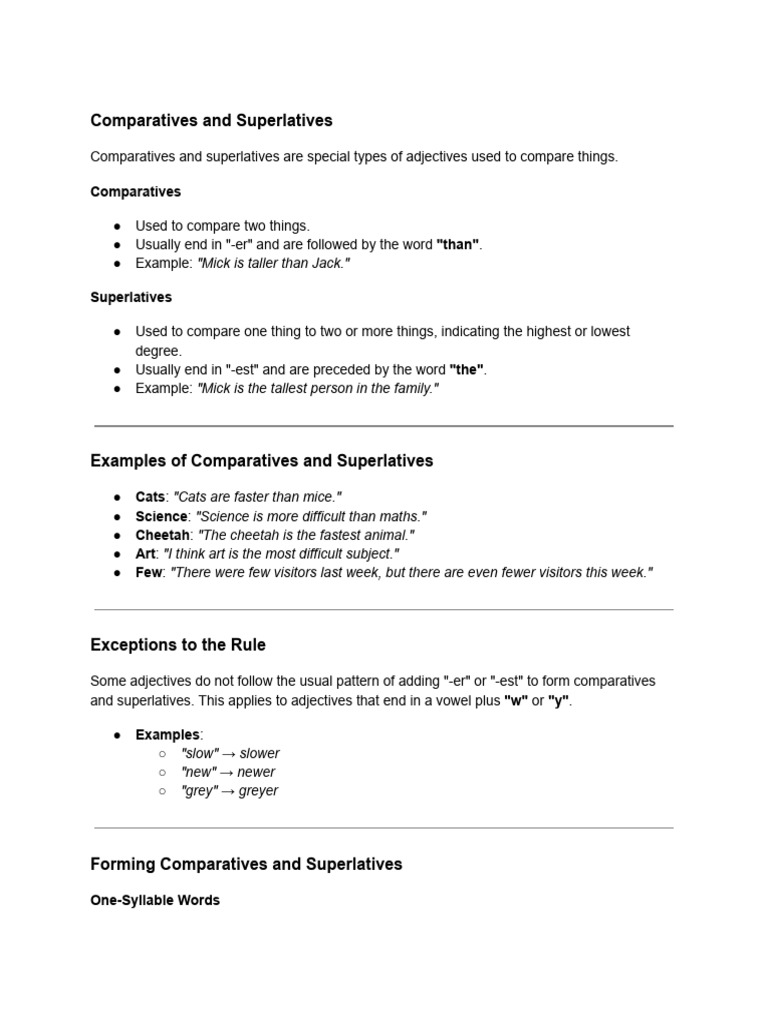 Understanding Comparatives and Superlatives | PDF | Adjective ...