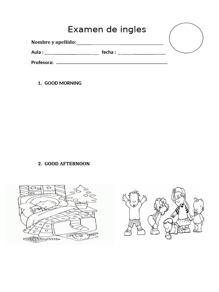 Examen de Inglés para Niños | PDF