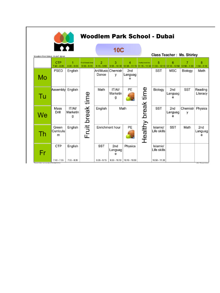 Time Table 10 C | PDF