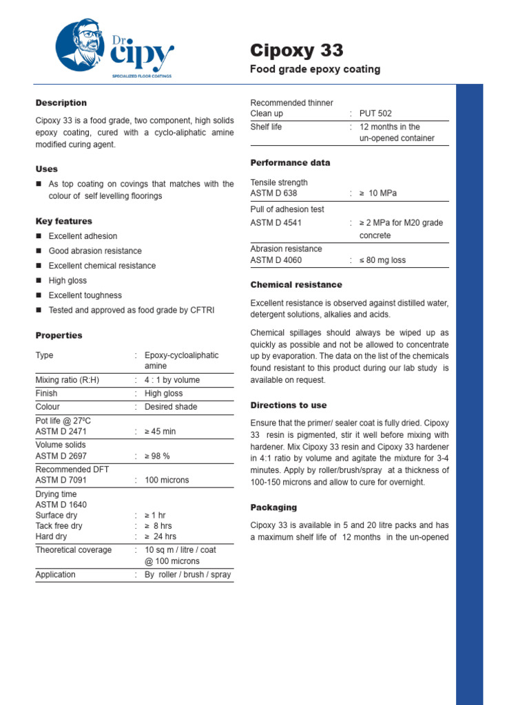 Cipoxy-33 | PDF | Epoxy | Materials