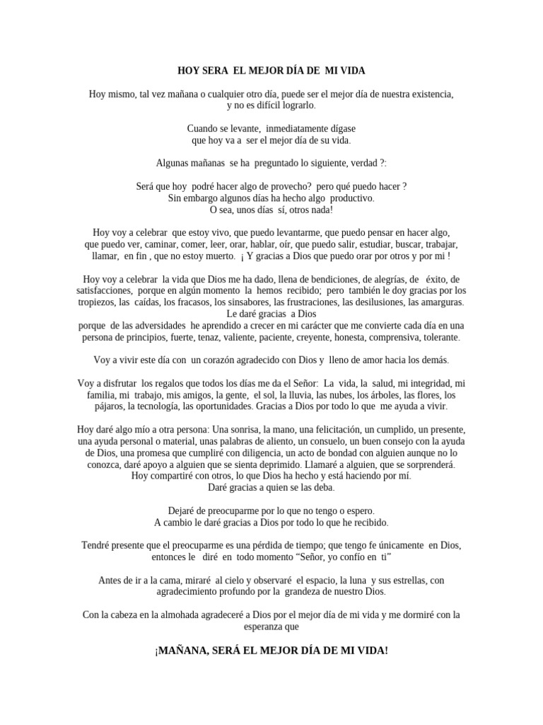HOY SERA EL MEJOR DÍA DE MI VIDA | PDF