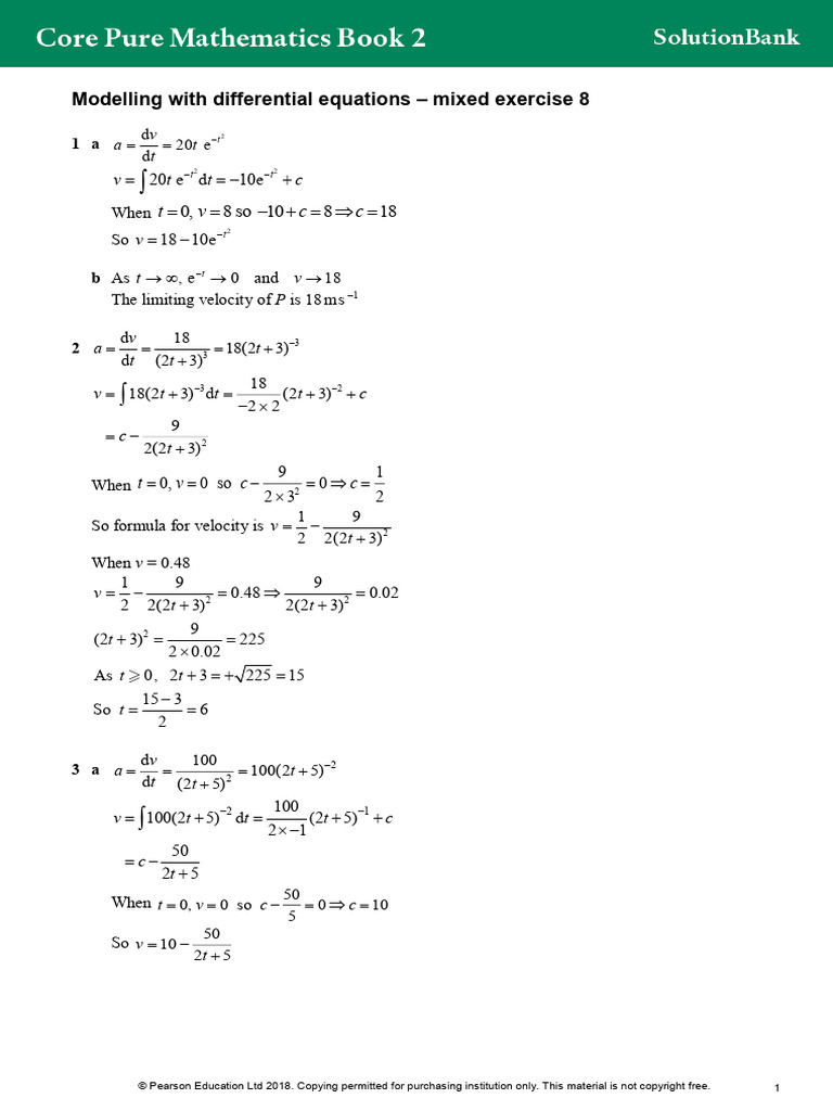Differential Equations Modeling Exercises | PDF | Applied And ...