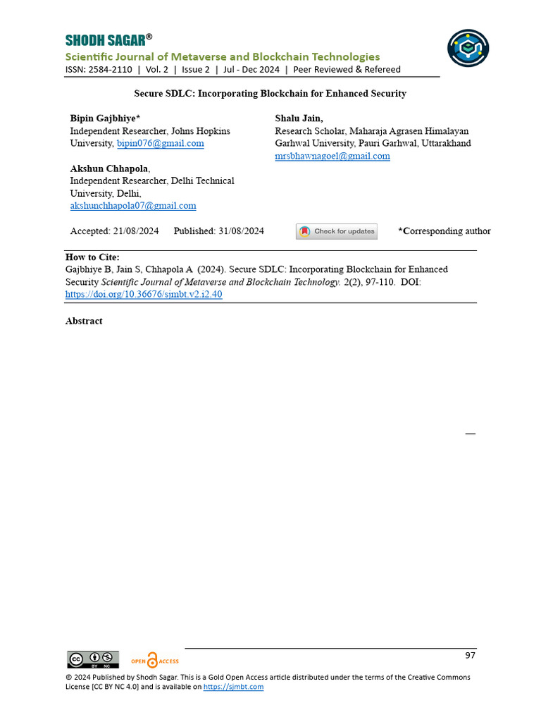 Secure SDLC Incorporating Blockchain For Enhanced | PDF | Computer ...