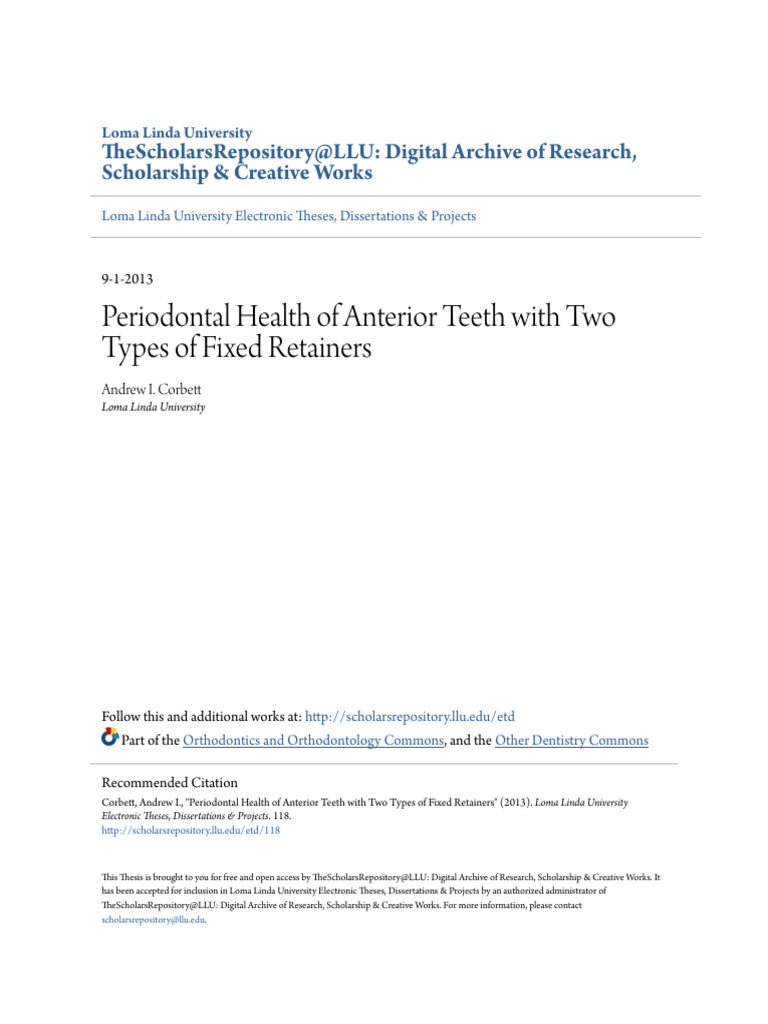 Periodontal Health with Fixed Retainers | PDF | Periodontology | Oral ...
