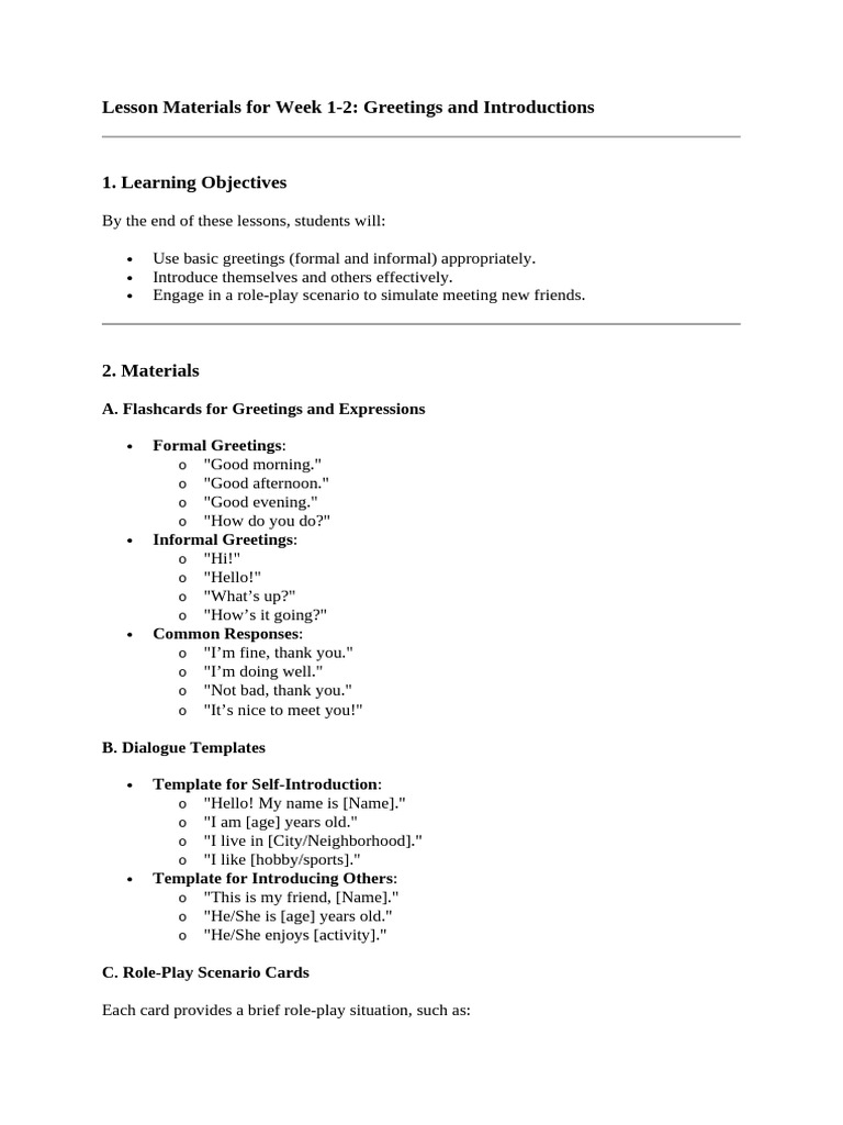 Lesson Materials For Week 1 & 2 | PDF | Learning | Human Communication