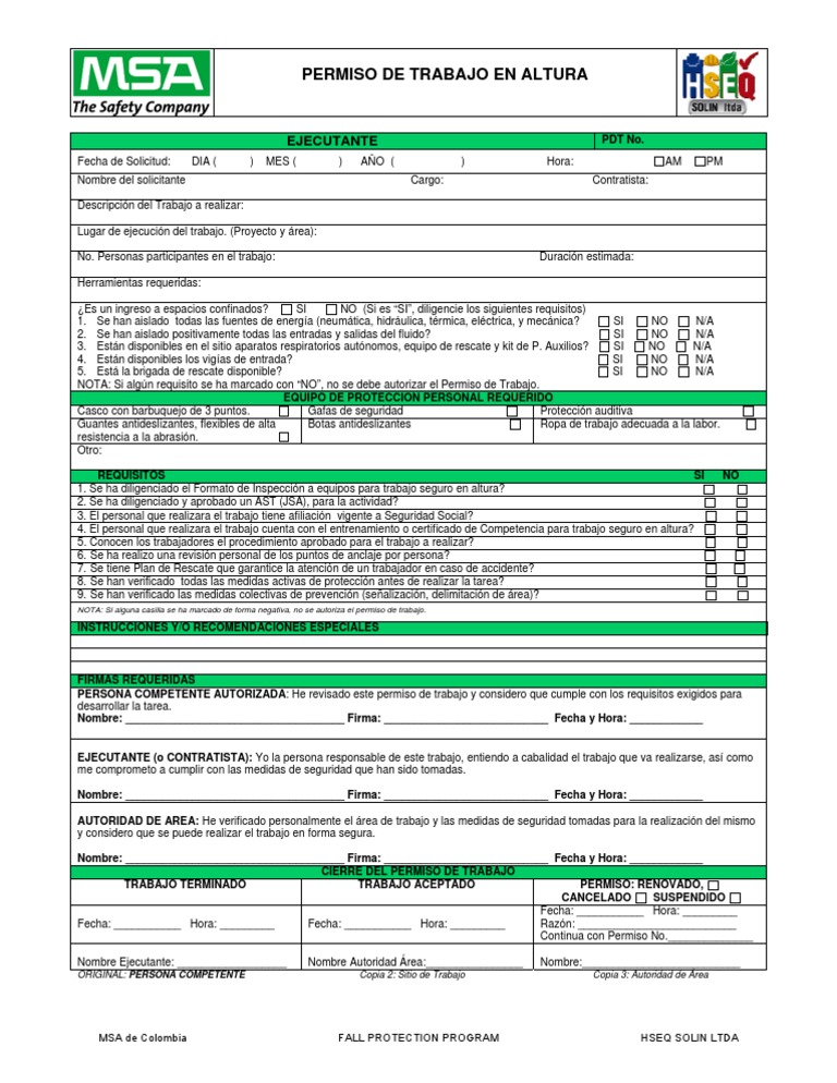 Permiso de Trabajo Altura