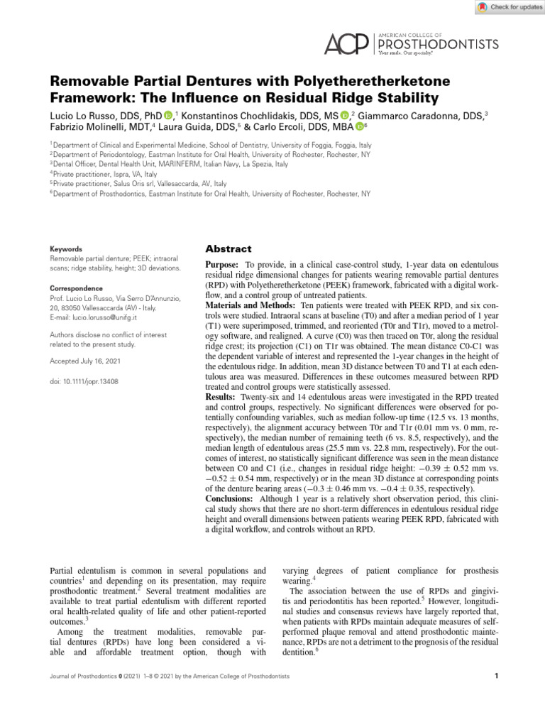 Removable Partial Dentures with Polyetheretherketone Framework- The ...