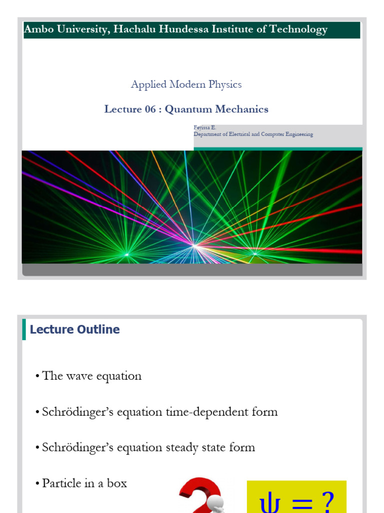 06 Quantum Mechanics Pdf Quantum Mechanics Schrödinger Equation