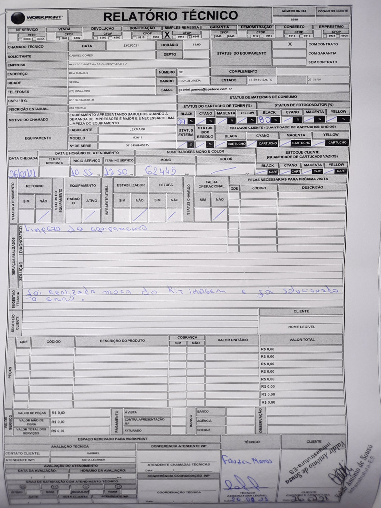 Relatório Workprint 8899 | PDF