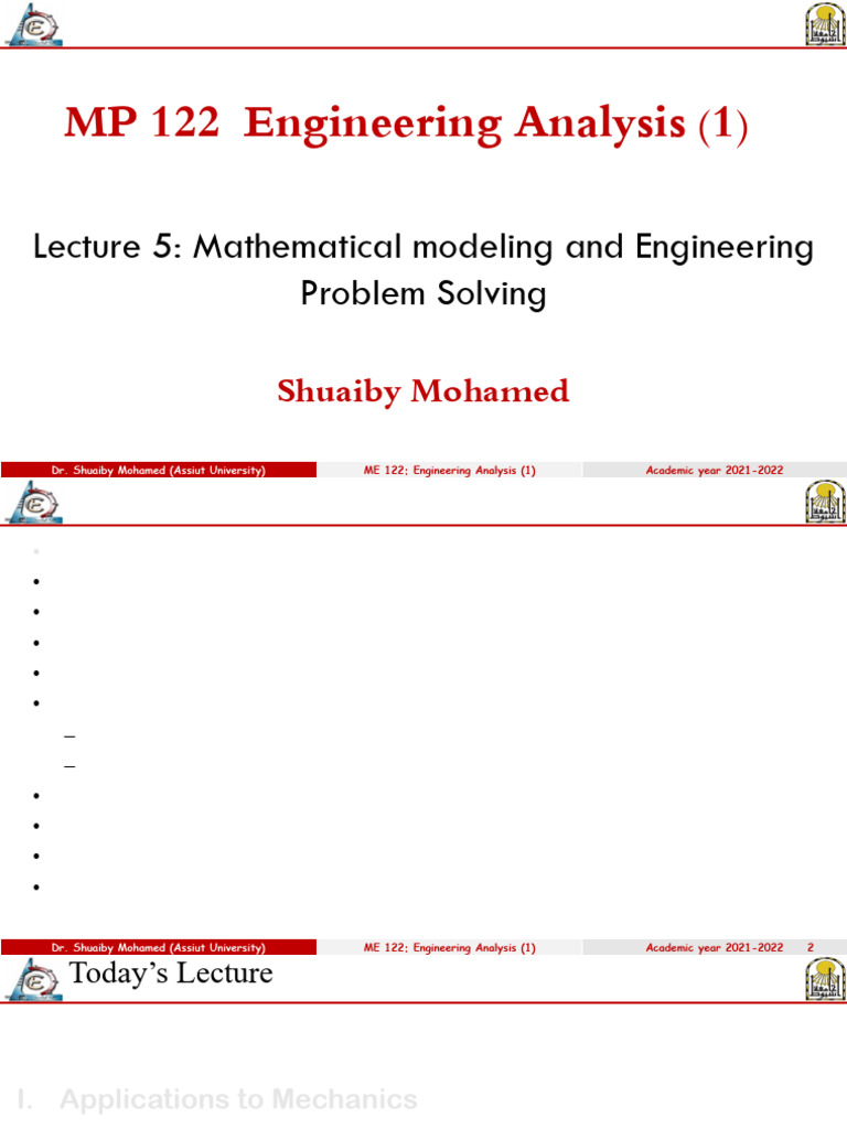 Lecture 5 Mathematical Modeling and Engineering Problem Solving | PDF ...