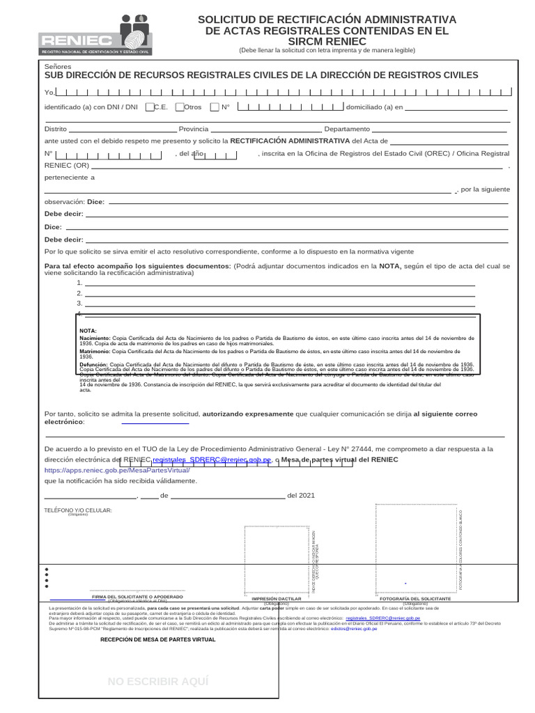 Formato De Rectificacion Administrativa