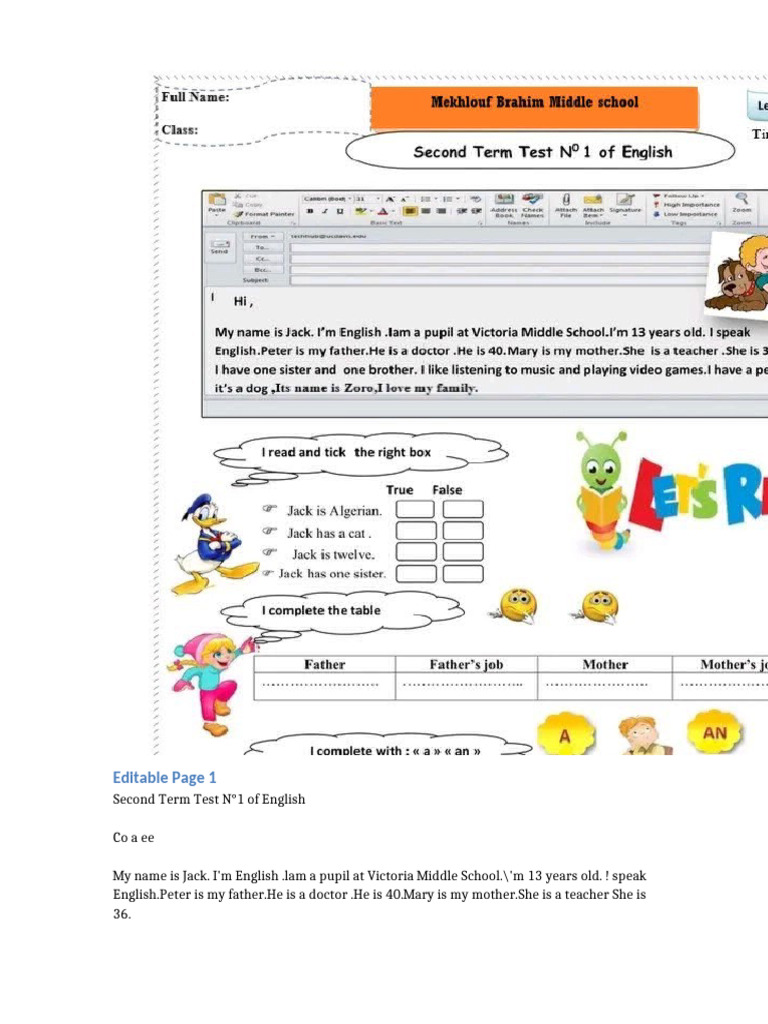 English Test Editable | PDF