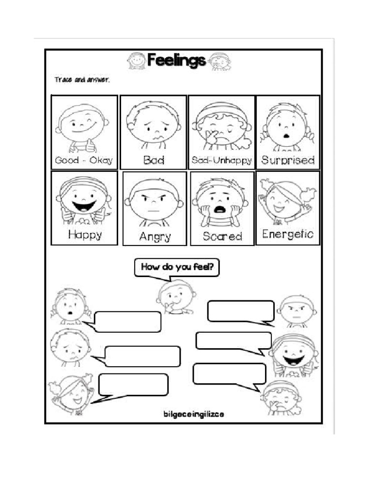 Fichas Sobre Las Emociones en Inglés para Tercer Grado | PDF