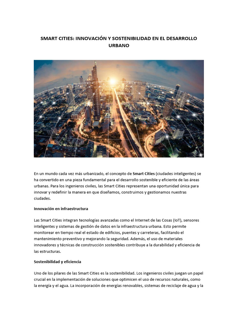 Smart Cities | PDF | Sustentabilidad | Internet de las Cosas