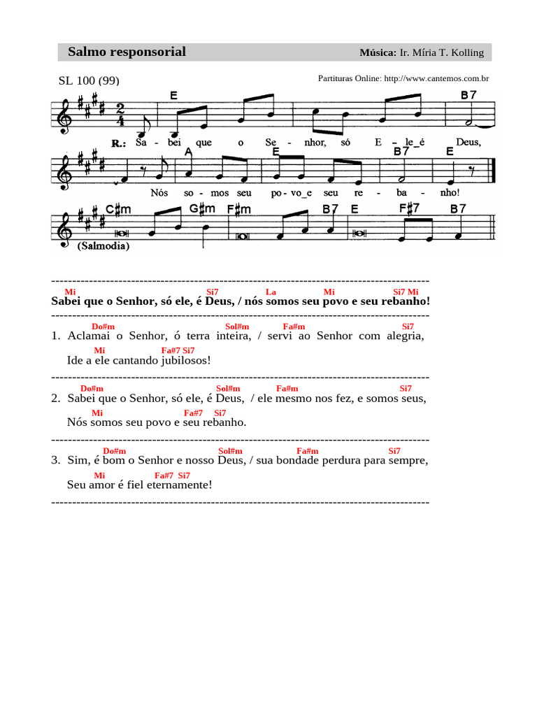 Salmo 99: Sabei que o Senhor é Deus | PDF
