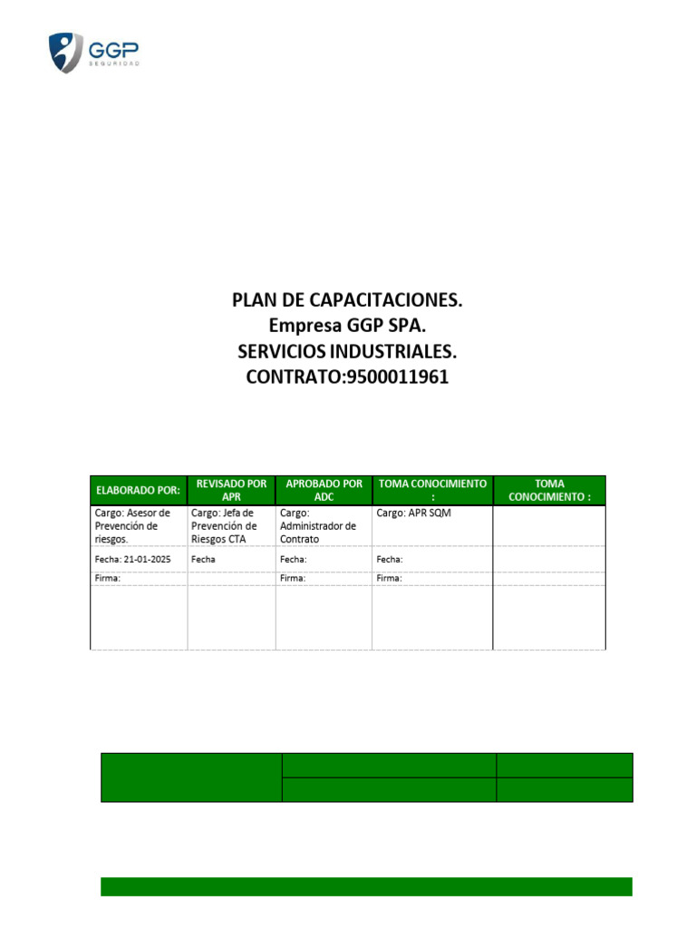 PR-PLAN - XX Plan de Capacitaciones | PDF | Seguridad y salud ocupacional