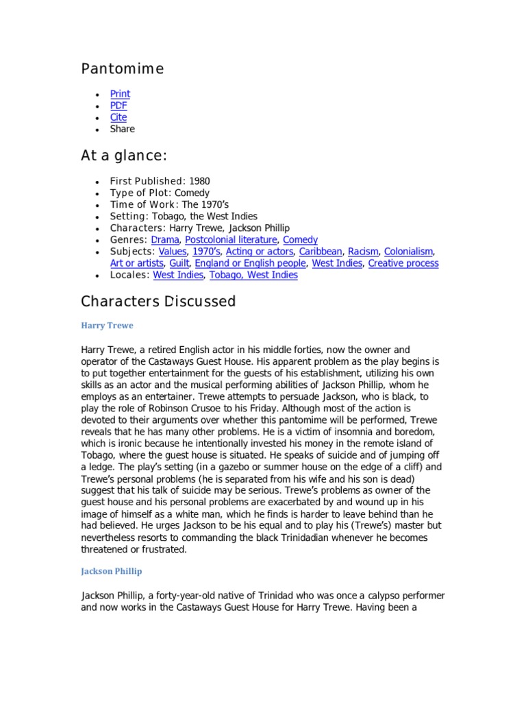 Pantomime | PDF | Robinson Crusoe