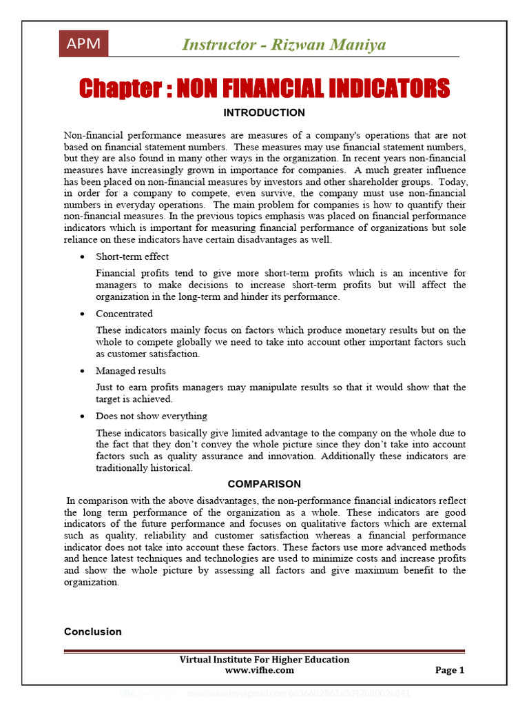 Non-Financial Performance Indicators Guide | PDF | Performance ...
