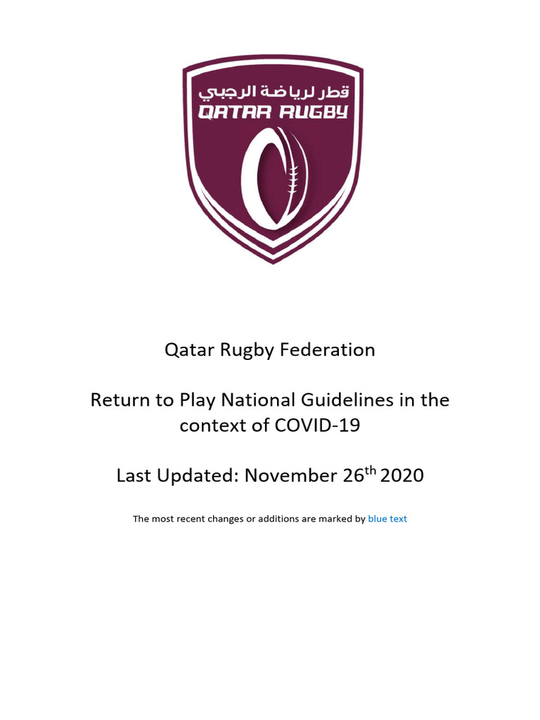 Qatar Rugby COVID-19 Return Guidelines | PDF | Infection | Hygiene