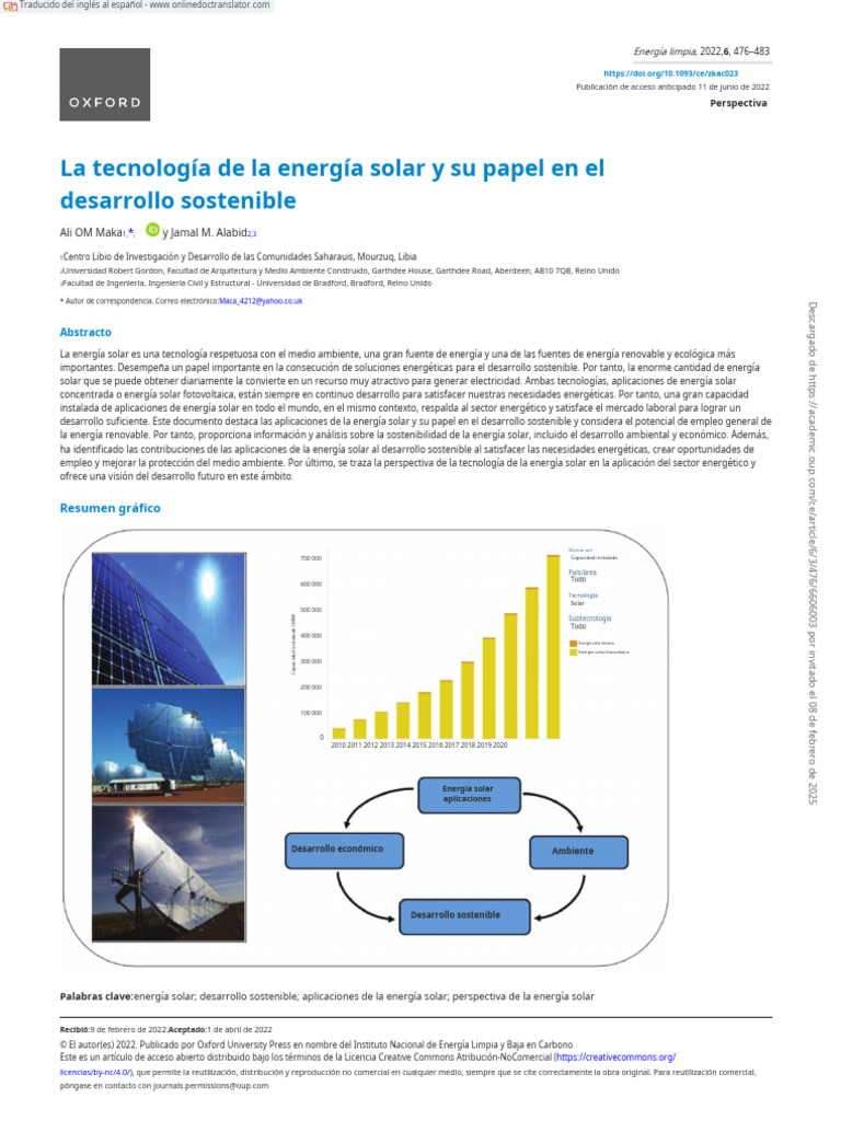 Energía Solar y Desarrollo Sostenible | PDF | Energía solar | Fotovoltaica