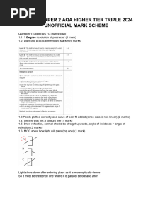 Physics AQA Paper 2 GCSE 2024 Unofficial Markscheme