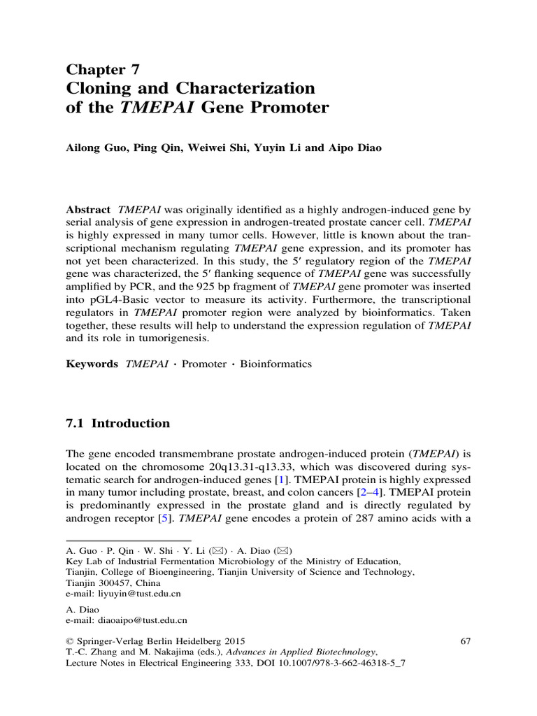 078-Chapter 7 Cloning and Characterization of The TMEPAI Gene Promoter ...