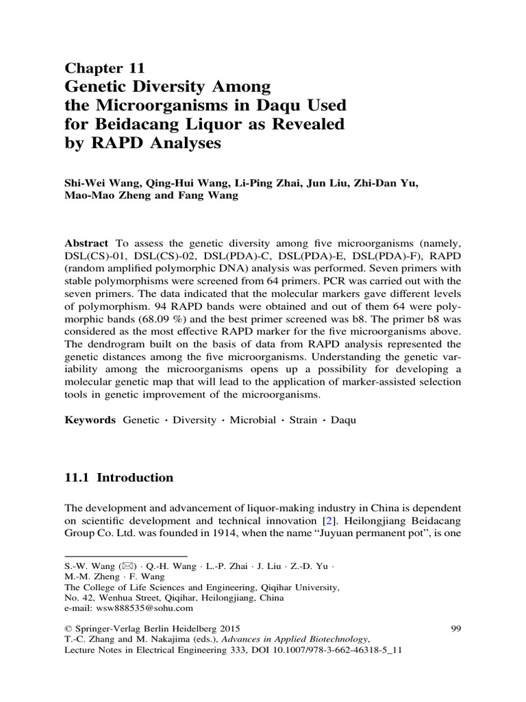 082-Chapter 11 Genetic Diversity Among The Microorganisms in Daqu Used ...