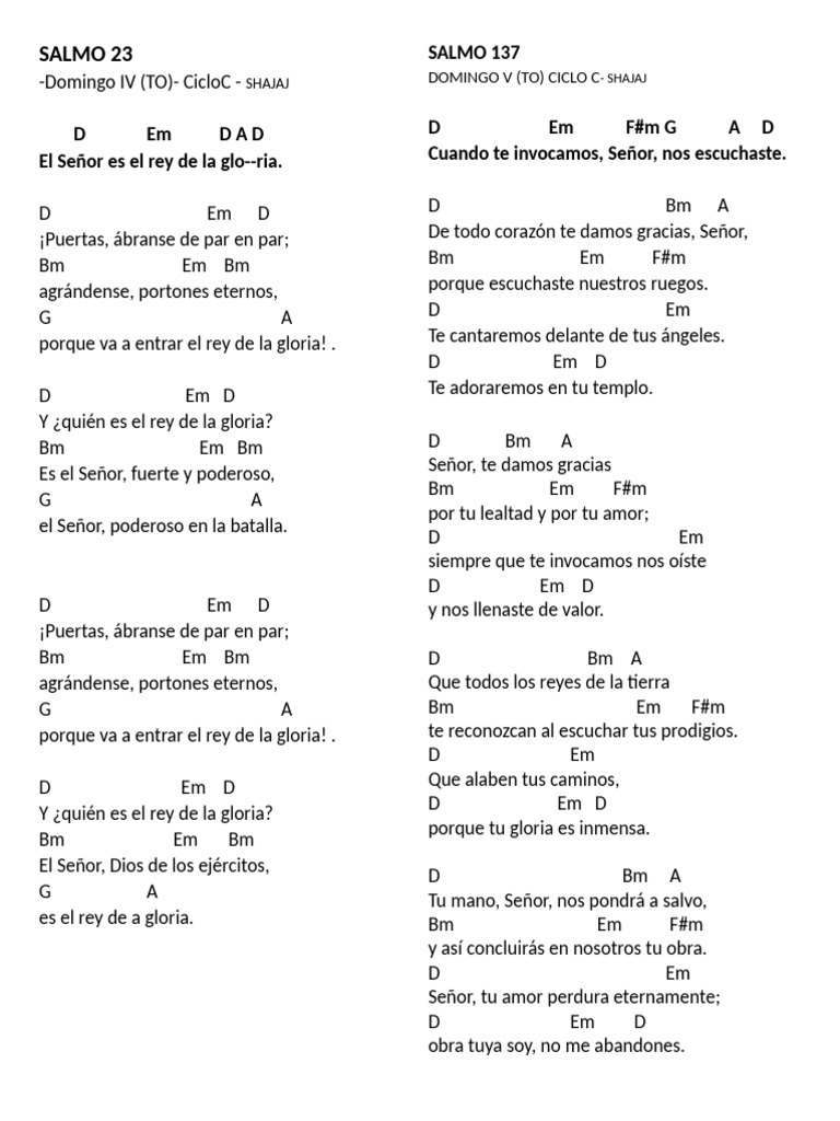 SALMO 23 Domingo 2 de Febrero Ciclo C | PDF | Salmos | Ketuvim