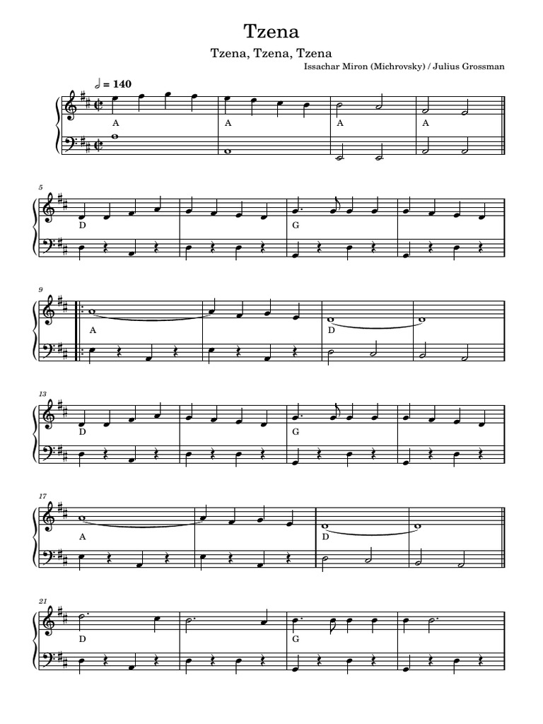 Tzena Sheet Music Overview | PDF | English Language Music | Songs