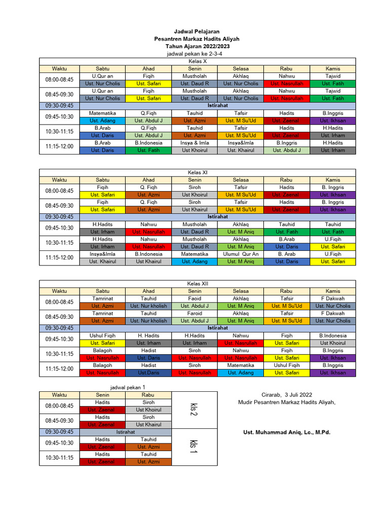 Jadwal Pelajaran Baru | PDF | Monotheistic Religions | Islamic Theology