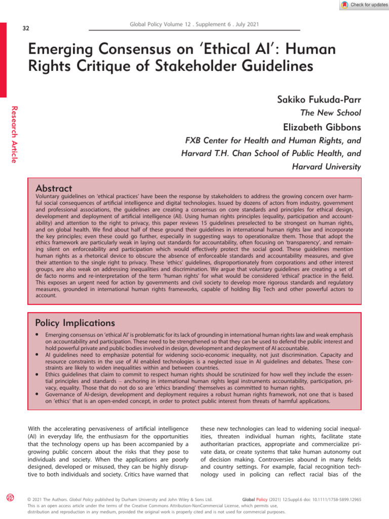 Ethical AI Guidelines and Human Rights | PDF | Human Rights ...
