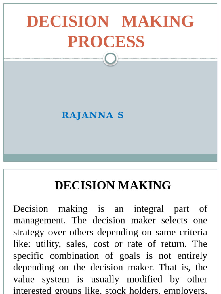 Decision Making Process Explained | PDF | Decision Making | Evaluation