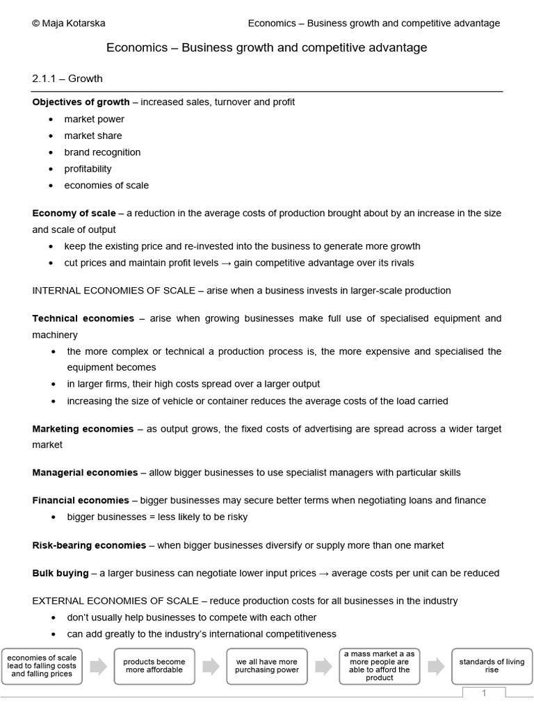 2.1 Business Growth and Competitive Advantage | PDF | Economies Of ...