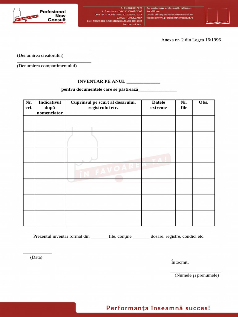 Inventar in Blank ARH | PDF
