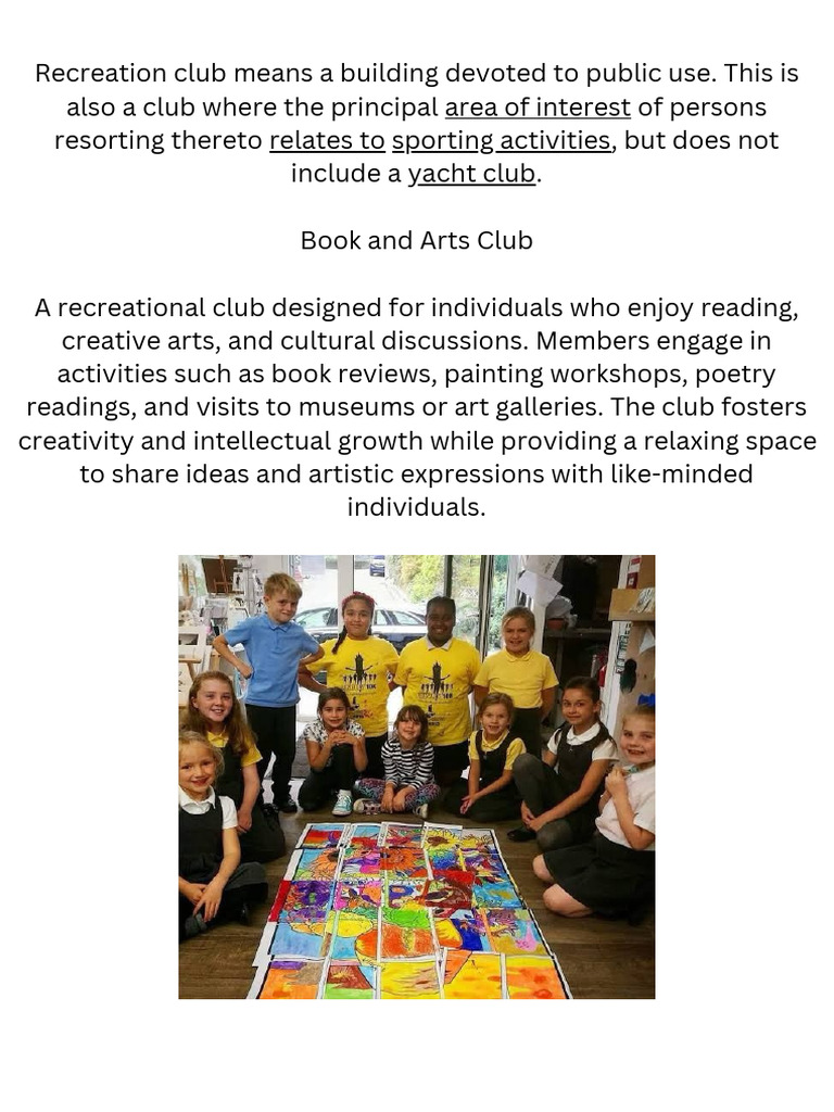 Types of Recreation Clubs Explained | PDF