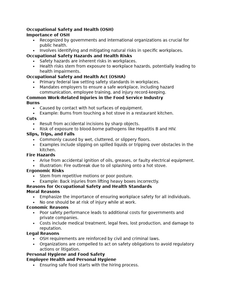 Occupational Safety And Health Pdf Foodborne Illness Food Safety