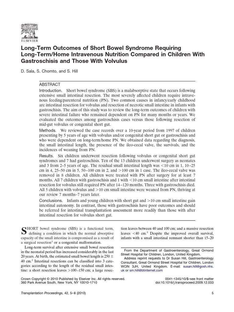 Long Term Outcomes Short Bowel Syndrome | PDF | Medical Specialties ...