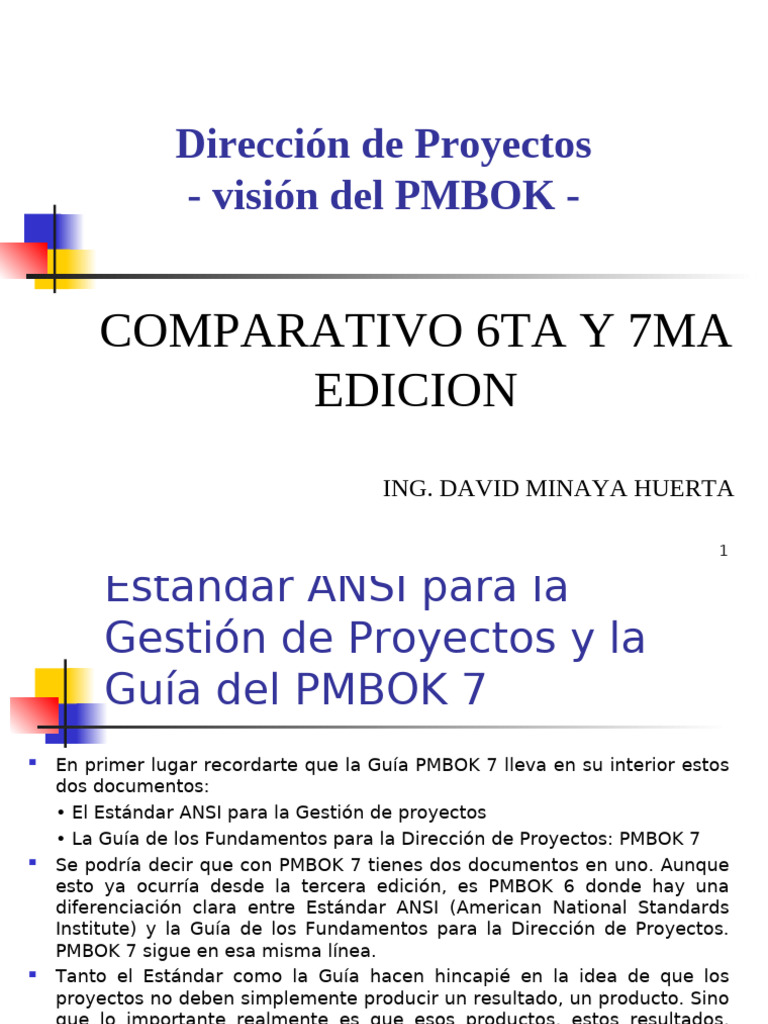 Comparativa PMBOK 6 vs 7: Cambios Clave | PDF | Gestión de proyectos ...
