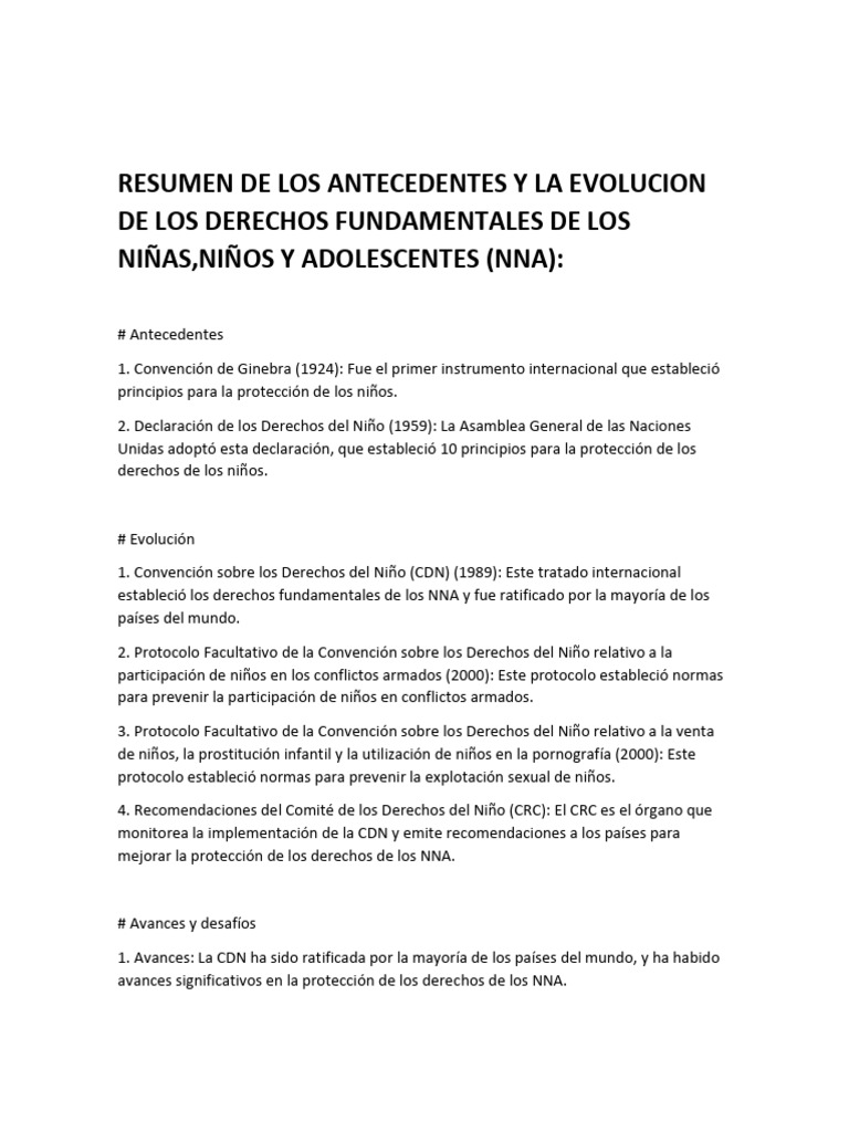 Evolución de los Derechos de Niños y Adolescentes | PDF
