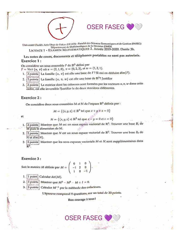 (SK NDAO) Révision Math 2 L1 | PDF