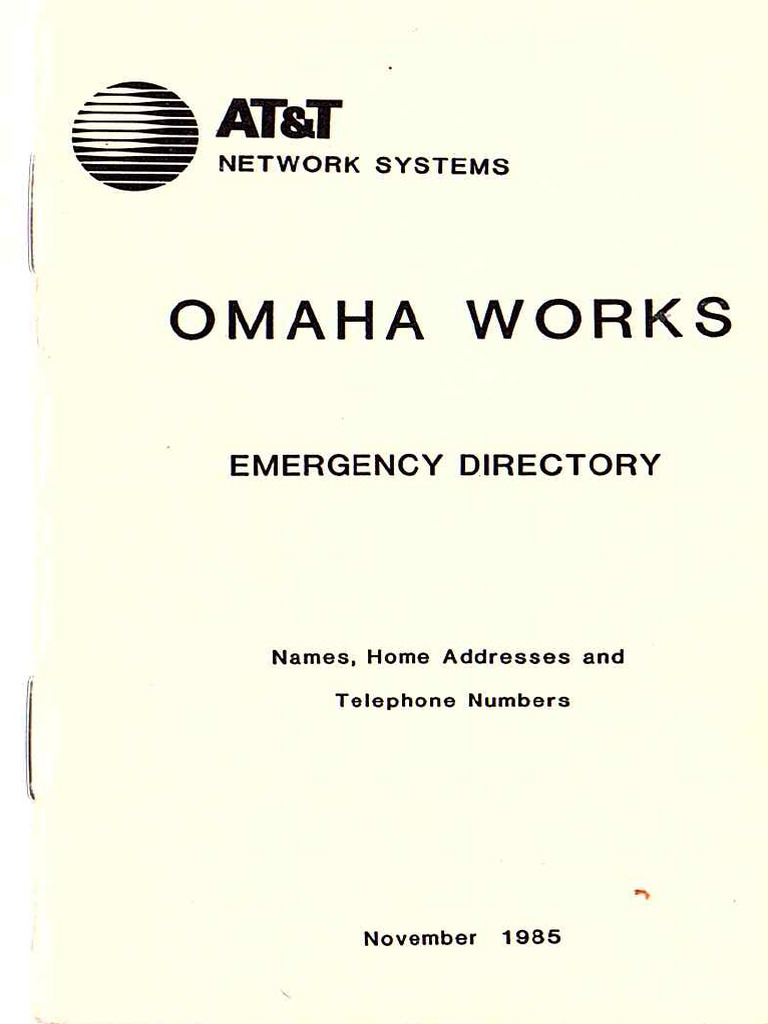 Omaha Works Emergency Directory November 1985 | PDF