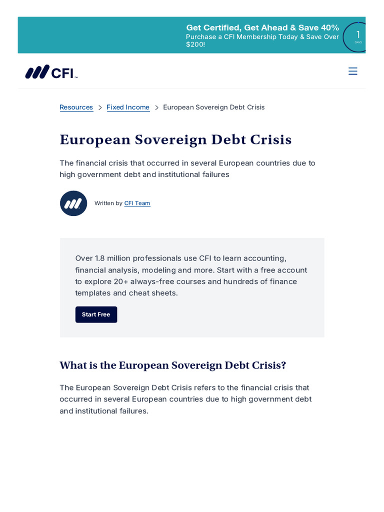 CFI (2023) European Sovereign Debt Crisis | PDF | Greek Government Debt ...