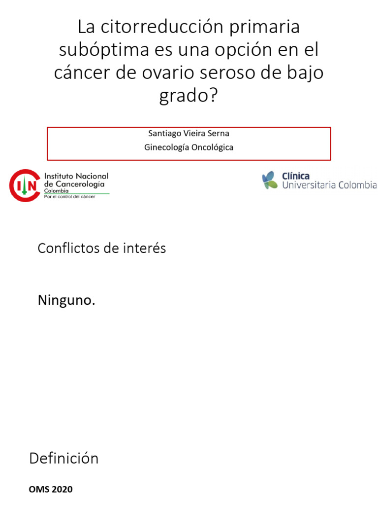La Citorreducción Primaria Subóptima Es Una Opción en El Cáncer de ...