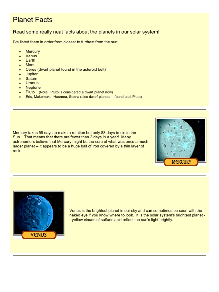 Planet Facts | PDF | Social Science | Young Adult