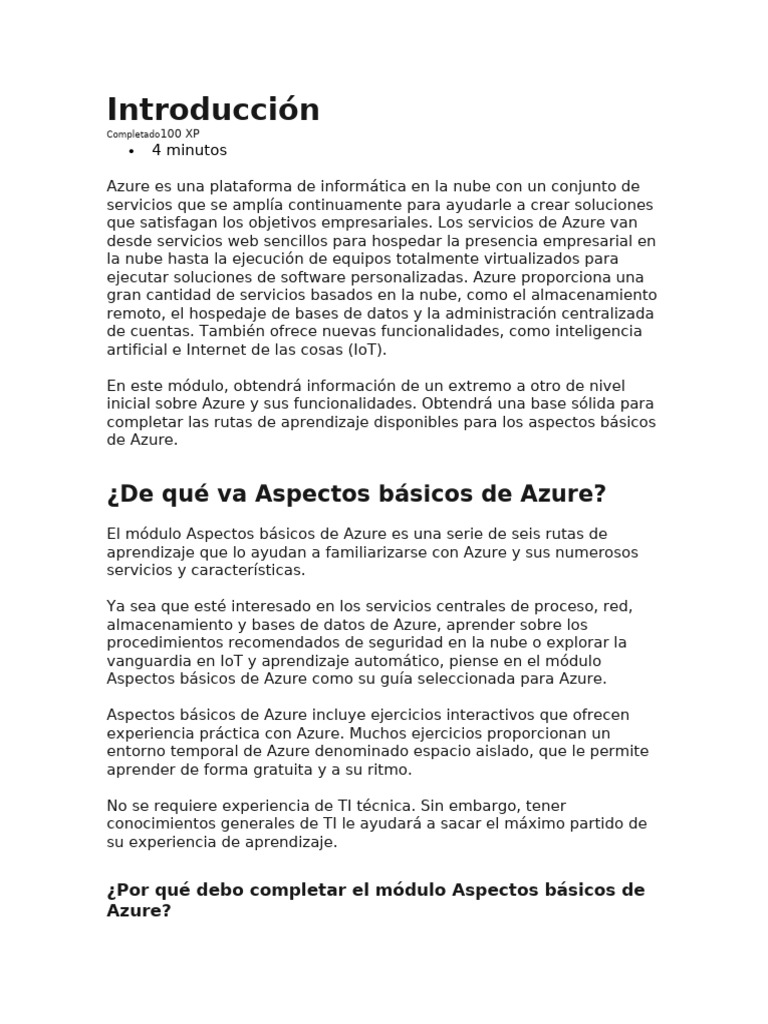 Introducción a Azure y sus servicios | PDF | Computación en la nube ...