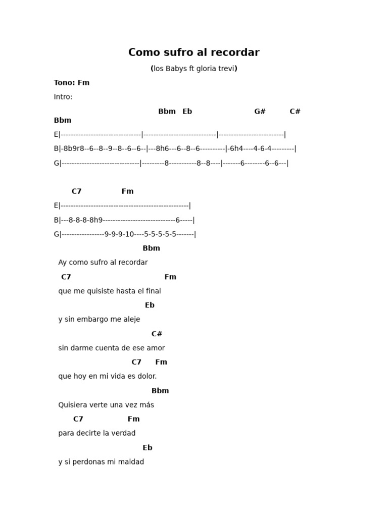 Cómo sufro al recordar - Letra y acordes | PDF
