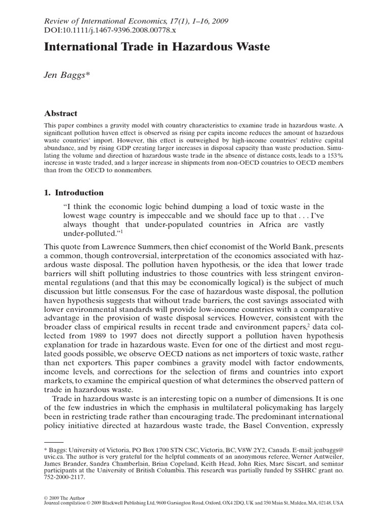 Trade Patterns in Hazardous Waste | PDF | Waste | Waste Management