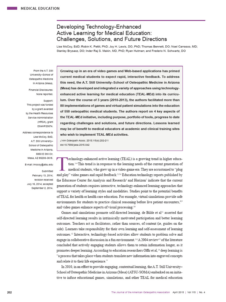 Technology-Enhanced Learning in Medical Education | PDF | Educational ...