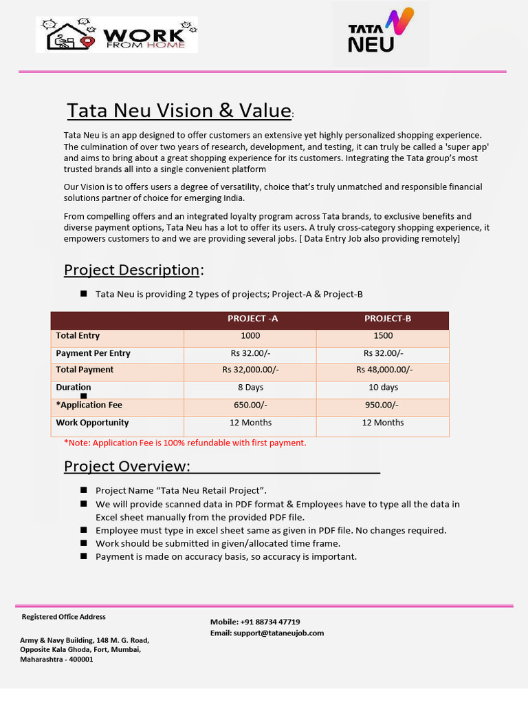 Tata Neu Project Details | PDF | Fee | Computing