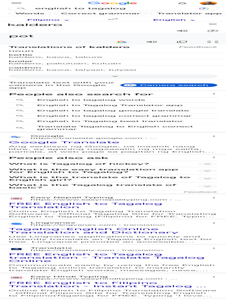 English to tagalog google search pdf